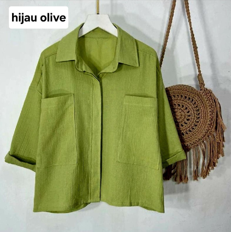 Atasan Linen Crinkle Two-Pocket