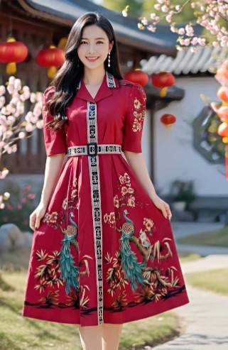 Dress Batik Katun Stretch Motif Merak